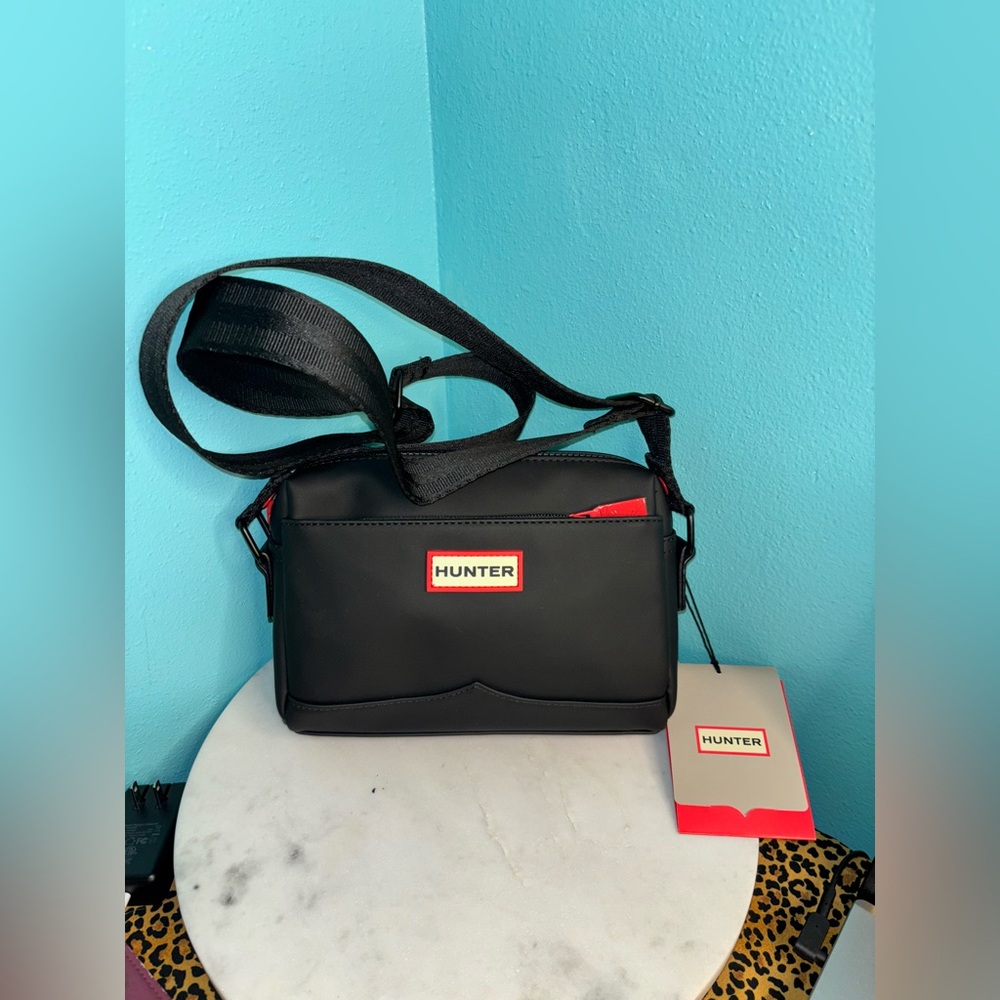 Hunter Black Crossbody with Logo Patch